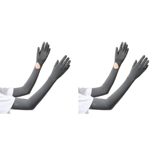 PALAY® UV Protection Arm Sleeves Nylon Ice Silk with One Piece Gloves Open Finger Tip and Anti-slip Palm Design Outdoor Cool for Driving Cycling Gardening Grey X 2 PALAY® UV Protection Arm Sleeves Nylon Ice Silk with One Piece Gloves Open Finger Tip and Anti-slip Palm Design Outdoor Cool for Driving Cycling Gardening Grey X 2